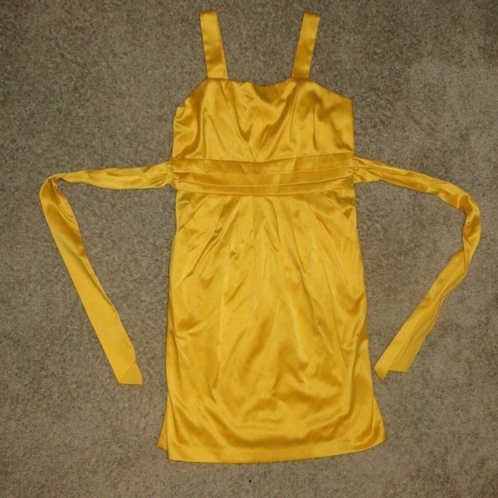 2-Hip by Wrapper Yellow Satin Dress Size 12 - Picture 1 of 1